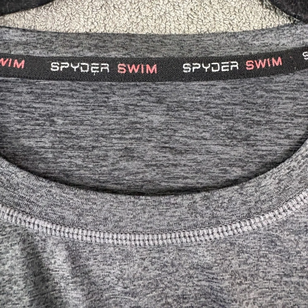 Spyder Rash Guard Mens XL Gray Swim Shirt Long Sleeve Performance Logo Quick Dry